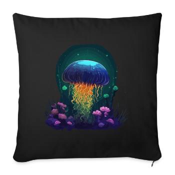 Jellyfish Corals Sea Ocean Sea Life Animals - Sofa pillow with filling 45cm x 45cm - black - Front
