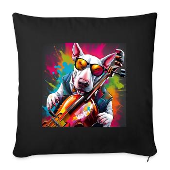 Cool Bassiste anglais Bull Terrier - Coussin et housse de 45 x 45 cm - noir - Devant