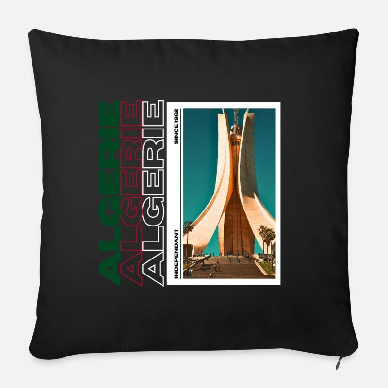 Algérie Independant since 1962 - Coussin et housse de 45 x 45 cm - noir