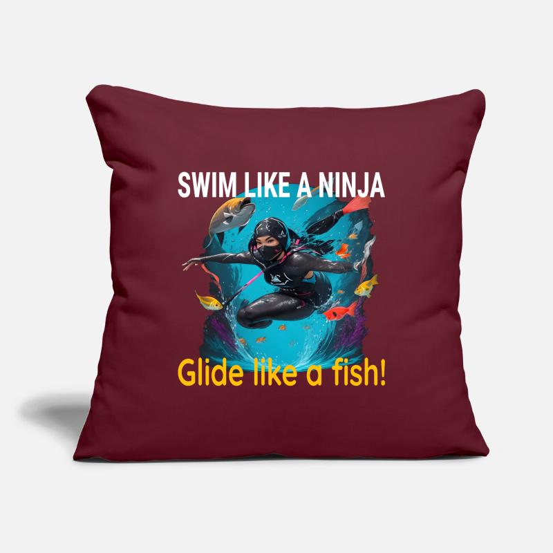 Nager comme un ninja, glisser comme un poisson! Coussin et housse de 45 x 45 cm