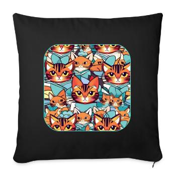 Cute Cat Tangled Warr - Sofa pillow with filling 45cm x 45cm - black - Front