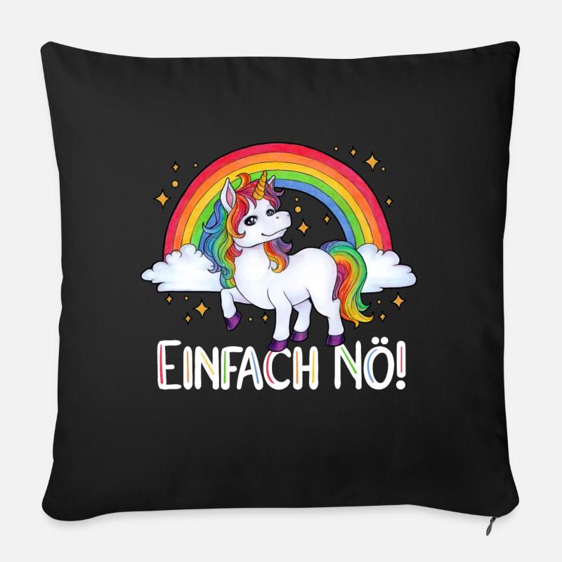 Einfach Nö! Lustiges Einhorn Regenbogen Geschenk - Sofakissen mit Füllung 45 x 45 cm - Schwarz