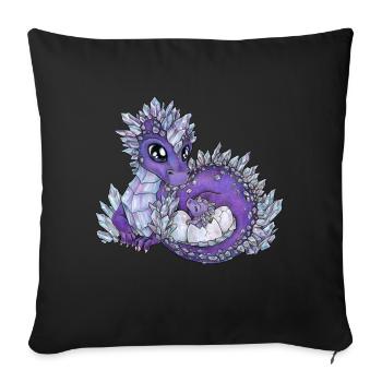 Niedliche Drachenmama mit Baby Drache Geschenkidee - Sofakissen mit Füllung 45 x 45 cm - Schwarz - Vorne