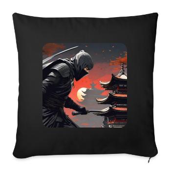 Mystérieux guerrier ninja avec poignard - Coussin et housse de 45 x 45 cm - noir - Devant