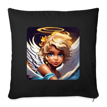 Mignon petit ange - Coussin et housse de 45 x 45 cm - noir - Devant