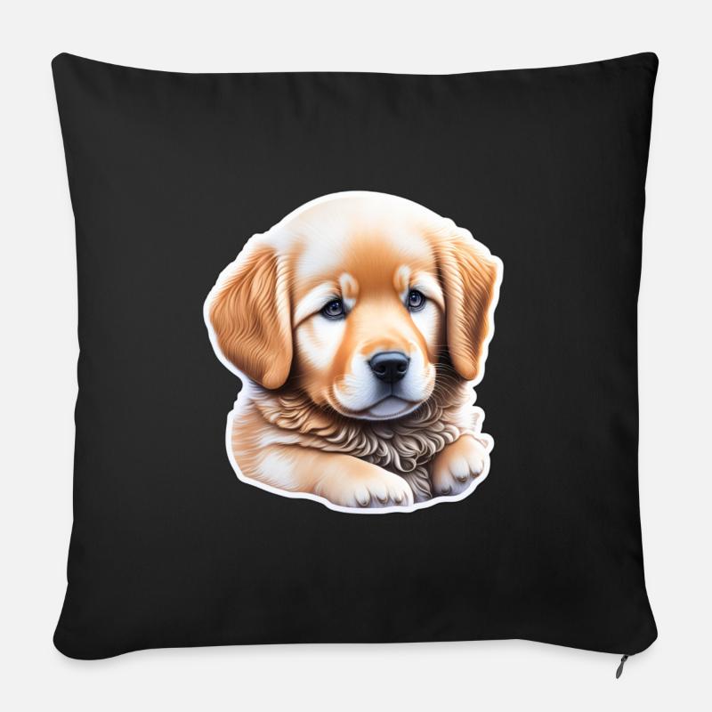 Mignon chiot golden retriever mignon - Coussin et housse de 45 x 45 cm - noir