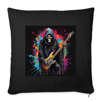 The Grim Reaper Death Guitariste Splash Art - Coussin et housse de 45 x 45 cm - noir - Devant