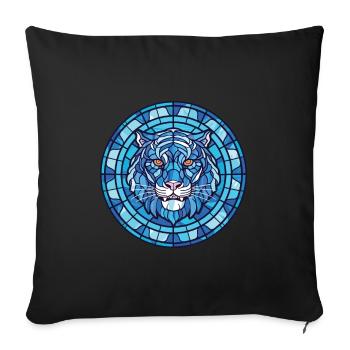 Bleu Tigre Aquatique Aquarelle Coloré Animal Pet - Coussin et housse de 45 x 45 cm - noir - Devant