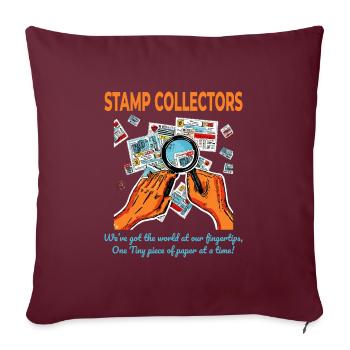 Philately Stamp Collecting Collectors Philatelist - Sofa pillow with filling 45cm x 45cm - burgundy - Front