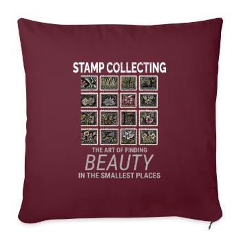 Stamp Collecting Collector Philatelist - Sofa pillow with filling 45cm x 45cm - burgundy - Front