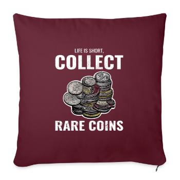 Numismatique de collection de pièces de monnaie - Coussin et housse de 45 x 45 cm - bordeaux - Devant