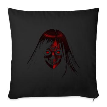 Visage d’horreur rouge - Coussin et housse de 45 x 45 cm - noir - Devant