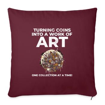 Numismatique de collection de pièces de monnaie - Coussin et housse de 45 x 45 cm - bordeaux - Devant