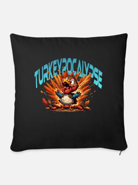 Turkeypocalypse - Das Design für Thanksgiving - Sofakissen mit Füllung 45 x 45 cm - Schwarz