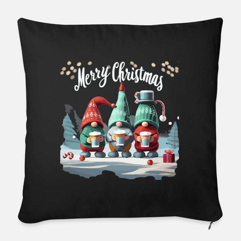 FROHE WEIHNACHTEN - Sofakissen mit Füllung 45 x 45 cm - Schwarz