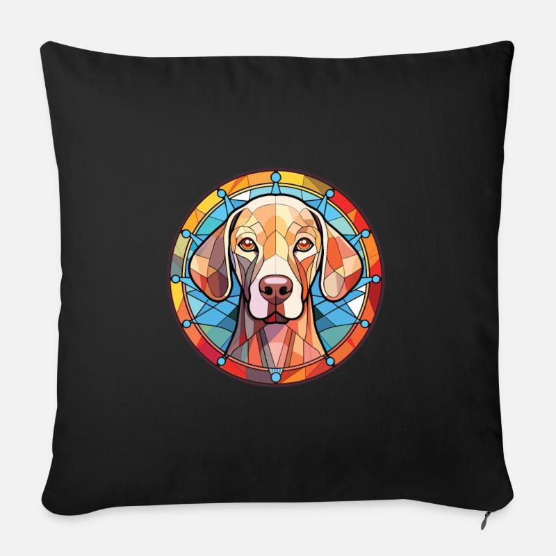 Weimaraner Hunderasse Aquarell Glas Illustration - Sofakissen mit Füllung 45 x 45 cm - Schwarz