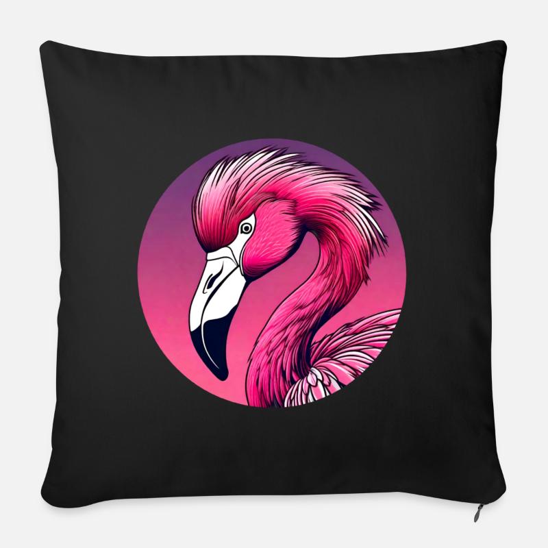 Flamant rose - Coussin et housse de 45 x 45 cm - noir