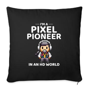 80s Pixel Pioneer Avatar - HD World Nostalgia - Sofa pillow with filling 45cm x 45cm - black - Front
