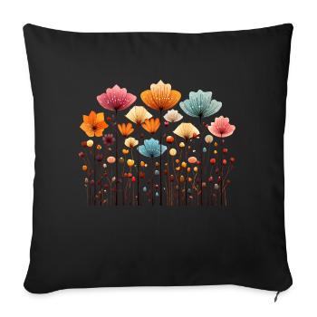 Bunte Mohn Blumen Natur Garten Frühling Sommer - Sofakissen mit Füllung 45 x 45 cm - Schwarz - Vorne