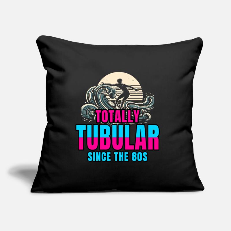 Retro Surfer Riding 80s Wave Totally Tubular Sofa pillow with filling 45cm x 45cm