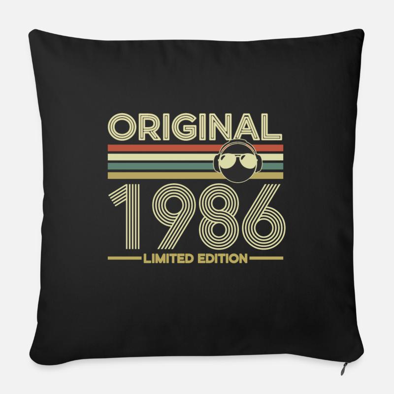 1986 - Sofakissen mit Füllung 45 x 45 cm - Schwarz
