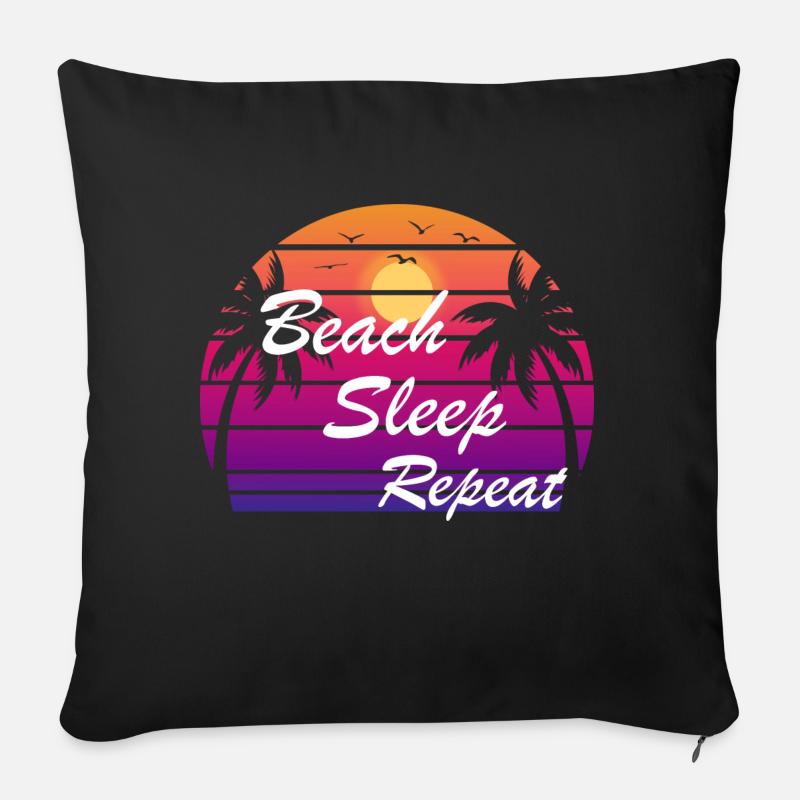 Beach Sleep Repeat 2 - Coussin et housse de 45 x 45 cm - noir