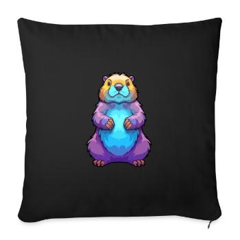 Marmot Colorful Watercolor Cartoon Kawaii Animal - Sofa pillow with filling 45cm x 45cm - black - Front