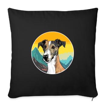 Lurcher Hunderasse Karikatur Kawaii Aquarell - Sofakissen mit Füllung 45 x 45 cm - Schwarz - Vorne
