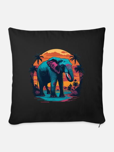 Elefant - Sofakissen mit Füllung 45 x 45 cm - Schwarz
