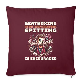 Beatboxing, Drôle, Rythmique, Humour, Percussions vocales - Coussin et housse de 45 x 45 cm - bordeaux - Devant