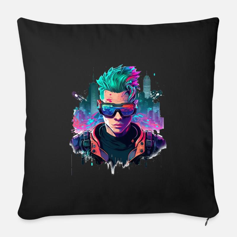 Cyber Giocatore - Cuscino da divano 45 x 45 cm con riempimento - nero