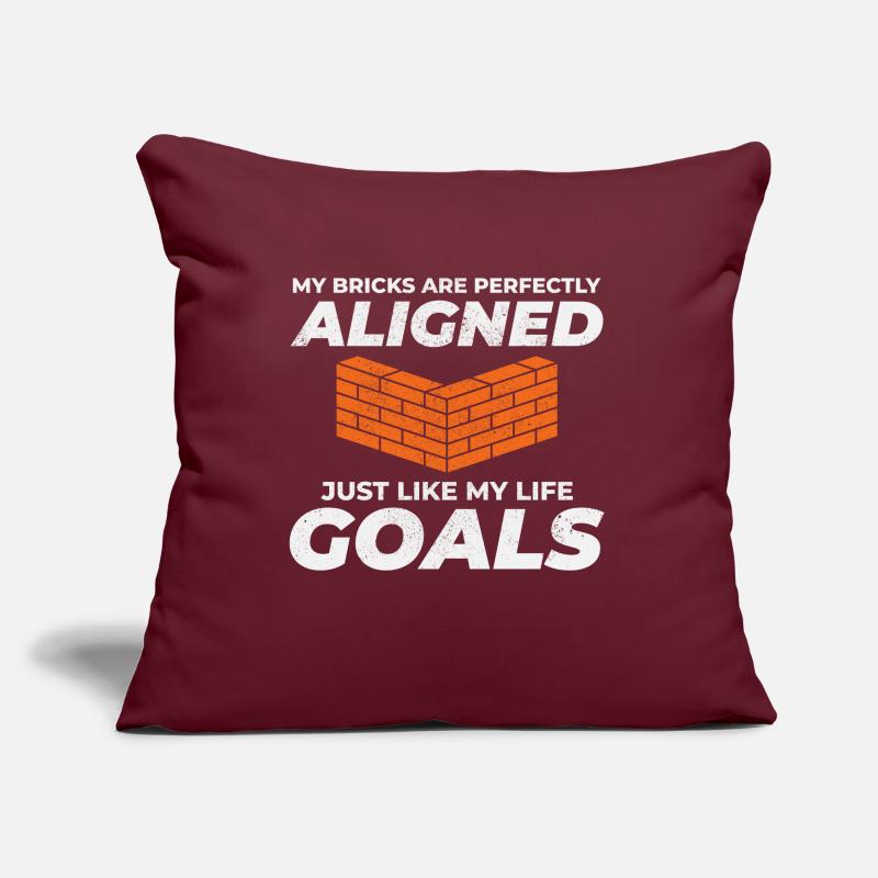Aligned Bricks, Aligned Goals: Humorous Bricklayer Sofa pillow with filling 45cm x 45cm