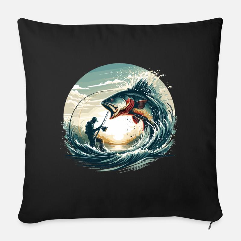 Angeln Angler Dynamik Geschenk - Sofakissen mit Füllung 45 x 45 cm - Schwarz