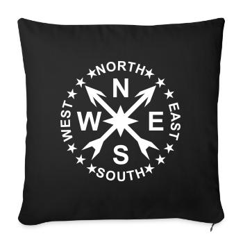 Demin Compass Rose - Wind Rose - Sofa pillow with filling 45cm x 45cm - black - Front