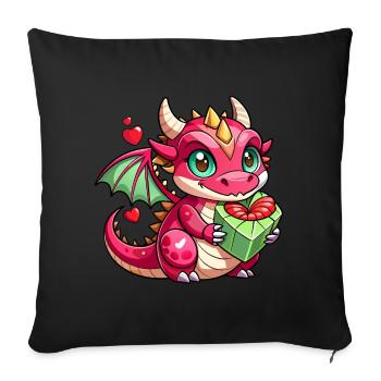 Dragon coloré - Coussin et housse de 45 x 45 cm - noir - Devant