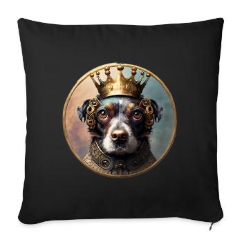 Königlicher Hund mit Krone - Sofakissen mit Füllung 45 x 45 cm - Schwarz - Vorne