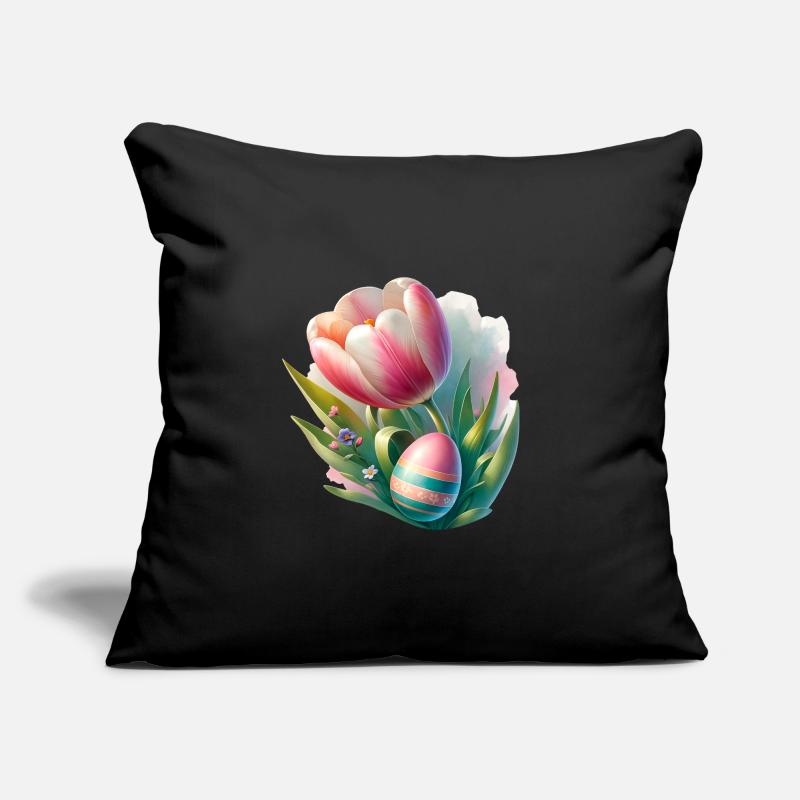 Spring Colorful Tulip With Easter Egg Sofa pillow with filling 45cm x 45cm