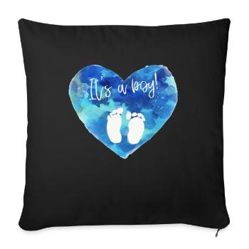 Baby Boy Aufkleber Auto Geburt Geschenk - Sofakissen mit Füllung 45 x 45 cm - Schwarz - Vorne