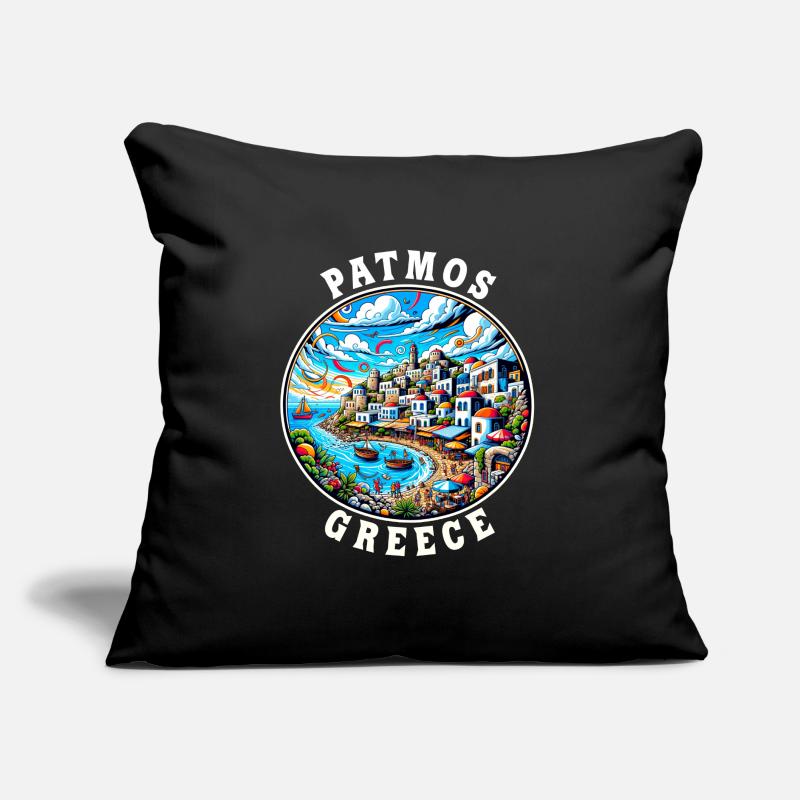 Vacances à Patmos, Grèce, baie de la mer Égée Coussin et housse de 45 x 45 cm