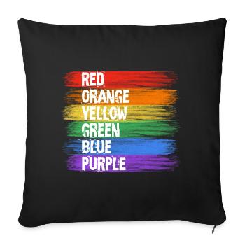 Art à rayures aux couleurs arc-en-ciel - Coussin et housse de 45 x 45 cm - noir - Devant