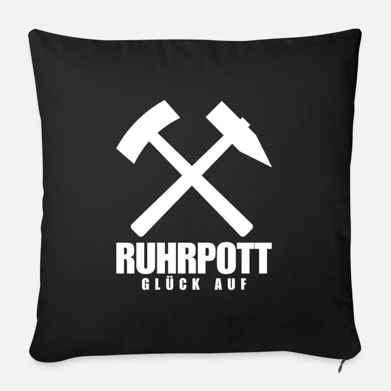 Ruhrpott Glück Auf Pott Bergbau Kohle - Coussin et housse de 45 x 45 cm - noir