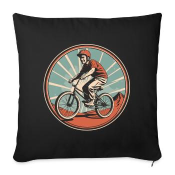 BMX Fahrer im 50er Jahre Vintage Grafikstil - Sofakissen mit Füllung 45 x 45 cm - Schwarz - Vorne