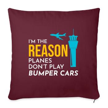 Contrôleur de la circulation aérienne ATC Aviation Humour Avion - Coussin et housse de 45 x 45 cm - bordeaux - Devant