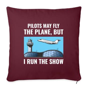 Contrôleur de la circulation aérienne ATC Aviation Humour Avion - Coussin et housse de 45 x 45 cm - bordeaux - Devant