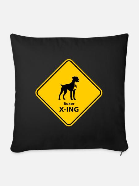 Schild "Boxer X-ING" - Sofakissen mit Füllung 45 x 45 cm - Schwarz