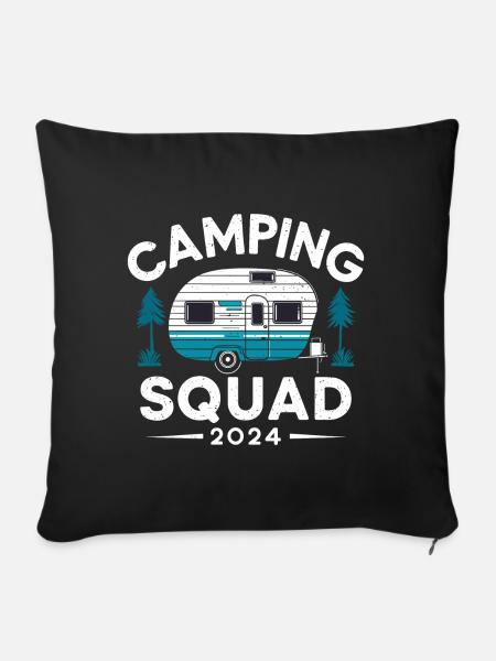 Camping Squad 2024 Wohnwagen Campen - Sofakissen mit Füllung 45 x 45 cm - Schwarz