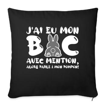 J'ai eu mon BAC Félicitations Nouveau Bachelier - Coussin et housse de 45 x 45 cm - noir - Devant