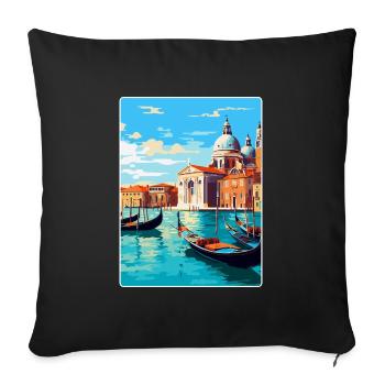 Venice Italy Vintage Travel Poster WPA Souvenir - Sofa pillow with filling 45cm x 45cm - black - Front