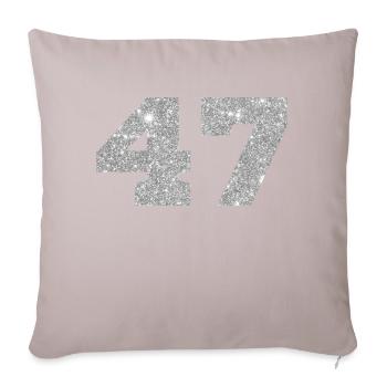 Number 47 Silver Glitter - 47th Anniversary - Sofa pillow with filling 45cm x 45cm - light taupe - Front