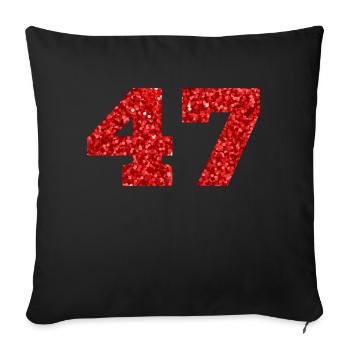 Number 47 Red Glitter - 47th Anniversary - Sofa pillow with filling 45cm x 45cm - black - Front